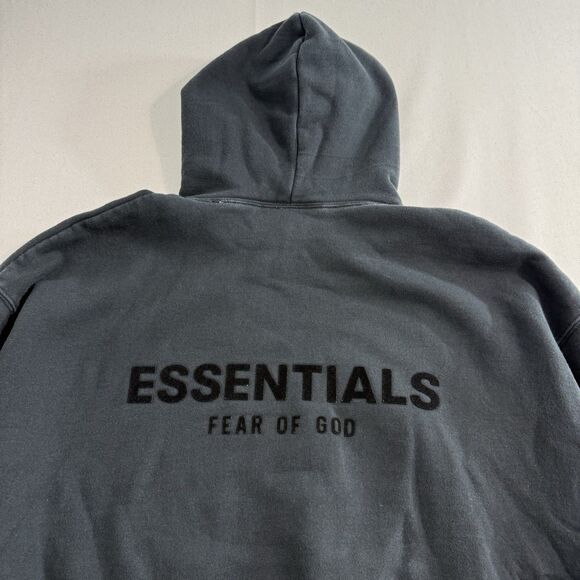 Fear of God Essentials Pullover Hoodie Men Small Faded Black Sweatshirt - Picture 9 of 11